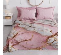 PETTI Artigiani Italiani - Couvre-lit 1 Place et Demie (220x260 cm) Printemps Été, Parure de Lit 1 Place et Demie, Draps de Lit 1/2 Personnes, Marbre Rose, 100% Fabriqué en Italie