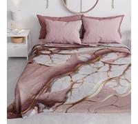 PETTI Artigiani Italiani - Couvre-lit 1 Place et Demie (220x260 cm) Printemps Été, Parure de Lit 1 Place et Demie, Draps de Lit 1/2 Personnes, Marbre Mauve, 100% Fabriqué en Italie