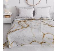 PETTI Artigiani Italiani - Couvre-lit 1 Place et Demie (220x260 cm) Printemps Été, Parure de Lit 1 Place et Demie, Draps de Lit 1/2 Personnes, Marbre Blanc, 100% Fabriqué en Italie