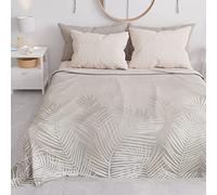PETTI Artigiani Italiani - Couvre-Lit 160x250 cm Microfibre, Printemps Été, Parure de Lit Légère Simple, Draps, Une Personne, Feuille Beige, 100% Fabriqué en Italie