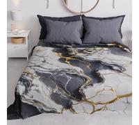 PETTI Artigiani Italiani - Couvre-lit 2 Places (260x260 cm) Printemps Été, Parure de Lit Légère Double, Draps de Lit 2 Personnes, Marbre Gris Foncé, 100% Fabriqué en Italie