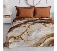PETTI Artigiani Italiani - Couvre-lit 2 Places (260x260 cm) Printemps Été, Parure de Lit Légère Double, Draps de Lit 2 Personnes, Marbre Marron, 100% Fabriqué en Italie