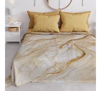 PETTI Artigiani Italiani - Couvre-lit 2 Places (260x260 cm) Printemps Été, Parure de Lit Légère Double, Draps de Lit 2 Personnes, Marbre Beige, 100% Fabriqué en Italie