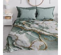 PETTI Artigiani Italiani - Couvre-lit 2 Places (260x260 cm) Printemps Été, Parure de Lit Légère Double, Draps de Lit 2 Personnes, Marbre Sauge, 100% Fabriqué en Italie