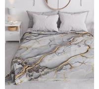 PETTI Artigiani Italiani - Couvre-lit 2 Places (260x260 cm) Printemps Été, Parure de Lit Légère Double, Draps de Lit 2 Personnes, Marbre Gris Clair, 100% Fabriqué en Italie