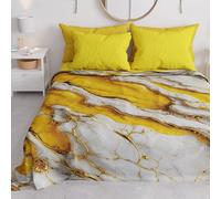 PETTI Artigiani Italiani - Couvre-lit 2 Places (260x260 cm) Printemps Été, Parure de Lit Légère Double, Draps de Lit 2 Personnes, Marbre Jaune, 100% Fabriqué en Italie