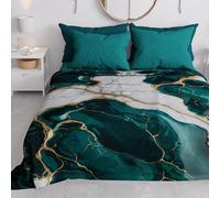 PETTI Artigiani Italiani - Couvre-lit 2 Places (260x260 cm) Printemps Été, Parure de Lit Légère Double, Draps de Lit 2 Personnes, Marbre Canard, 100% Fabriqué en Italie