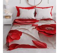 PETTI Artigiani Italiani - Couvre-Lit 220x250 cm Microfibre, Printemps Été, Parure de Lit Légère Double, Draps Une Personne Et Demie, Floral 05-14, 100% Fabriqué en Italie