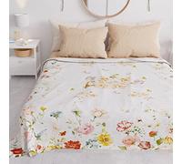 PETTI Artigiani Italiani - Couvre-Lit 220x250 cm Microfibre, Printemps Été, Parure de Lit Légère Double, Draps Une Personne Et Demie, Floral Coloré, 100% Fabriqué en Italie