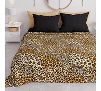 PETTI Artigiani Italiani - Couvre-Lit 220x250 cm Microfibre, Printemps Été, Parure de Lit Légère Double, Draps Une Personne Et Demie, Léopard, 100% Fabriqué en Italie