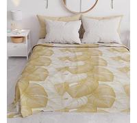 PETTI Artigiani Italiani - Couvre-Lit 220x250 cm Microfibre, Printemps Été, Parure de Lit Légère Double, Draps 2 Personnes, Tropical Beige, 100% Fabriqué en Italie
