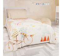 PETTI Artigiani Italiani - Couvre-Lit 220x250 cm Microfibre, Printemps Été, Parure de Lit Légère Simple, Draps, Une Personne, Poisson Bleu, 100% Fabriqué en Italie