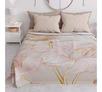 PETTI Artigiani Italiani - Couvre-Lit 260x250 cm Microfibre, Printemps Été, Parure de Lit Légère Double, Draps 2 Personnes, Floral Rose, 100% Fabriqué en Italie
