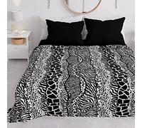 PETTI Artigiani Italiani - Couvre-Lit 260x250 cm Microfibre, Printemps Été, Parure de Lit Légère Double, Draps 2 Personnes, Blanc Noir, 100% Fabriqué en Italie