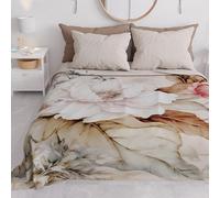 PETTI Artigiani Italiani - Couvre-Lit 260x250 cm Microfibre, Printemps Été, Parure de Lit Légère Double, Draps 2 Personnes, Floral Vintage Beige, 100% Fabriqué en Italie