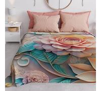 PETTI Artigiani Italiani - Couvre-Lit 260x250 cm Microfibre, Printemps Été, Parure de Lit Légère Double, Draps 2 Personnes, Floral 05-11, 100% Fabriqué en Italie