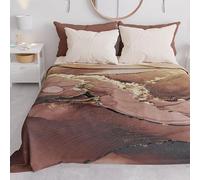 PETTI Artigiani Italiani - Couvre-Lit 260x250 cm Microfibre, Printemps Été, Parure de Lit Légère Double, Draps 2 Personnes, Marbre Marron, 100% Fabriqué en Italie