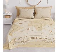 PETTI Artigiani Italiani - Couvre-Lit 260x250 cm Microfibre, Printemps Été, Parure de Lit Légère Simple, Draps, Une Personne, Carte du Monde 02, 100% Fabriqué en Italie