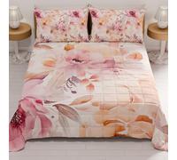 PETTI Artigiani Italiani - Couvre-lit d'été 170x260 cm 100 g/m² Double Face, Couette légère pour lit Simple, Printemps, Modèle Floral 2, 100% Fabriqué en Italie