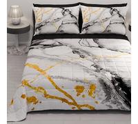 PETTI Artigiani Italiani - Couvre-lit d'été 170x260 cm 100 g/m² Double Face, Couette légère pour lit Simple, Printemps, Modèle Marbre Gris Clair, 100% Fabriqué en Italie