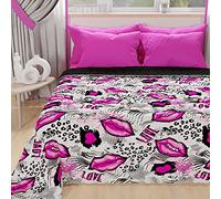 PETTI Artigiani Italiani - Couvre-lit d'été 220x260 cm 100 g/m² Double Face, Couette légère pour lit Une Place et demie, Printemps, Modèle Lipstick Blanc, 100% Fabriqué en Italie