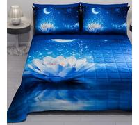 PETTI Artigiani Italiani - Couvre-lit d'été 220x260 cm 100 g/m² Double Face, Couette légère pour lit Une Place et demie, Printemps, Modèle Nuit étoilée, 100% Fabriqué en Italie