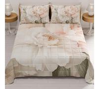 PETTI Artigiani Italiani - Couvre-lit d'été 220x260 cm 100 g/m² Double Face, Couette légère pour lit Une Place et demie, Printemps, Modèle Floral 40, 100% Fabriqué en Italie