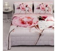 PETTI Artigiani Italiani - Couvre-lit d'été 220x260 cm 100 g/m² Double Face, Couette légère pour lit Une Place et demie, Printemps, Modèle Country Chic, 100% Fabriqué en Italie