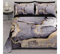 PETTI Artigiani Italiani - Couvre-lit d'été 260x270 cm 100 g/m² Double Face, Couette légère pour lit Double, Printemps, Modèle Marbre Gris Foncé, 100% Fabriqué en Italie
