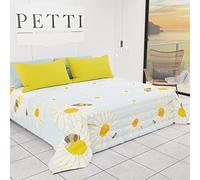 PETTI Artigiani Italiani - Couvre-lit d'été printanier 1 Place et Demi Motif botanique 02 100% Microfibre hypoallergénique 100% fabriqué en Italie