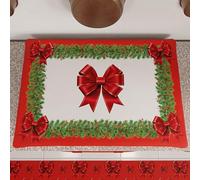 PETTI Artigiani Italiani - Couvre-Plaque de Noël 46x76 cm, Protège-Plaque Décoratif et Lavable, Design Festif en Microfibre de Qualité, Motif 'Noeud Rouge', 100% Fabriqué en Italie