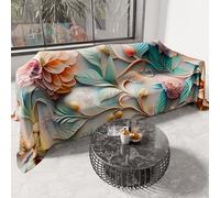 PETTI Artigiani Italiani - Drap de Protection en Microfibre Multi-Usage Anti-Taches 180x270 cm, Housse de Canapé, Couvre Lit, Couverture de Canape, Floral 05 11, 100% Made in Italy