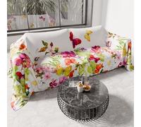 PETTI Artigiani Italiani - Drap de Protection en Microfibre Multi-Usage Anti-Taches 180x270 cm, Housse de Canapé, Couvre Lit, Couverture de Canape, Papillons, 100% Made in Italy