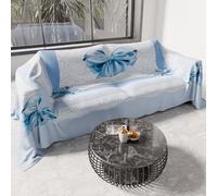 PETTI Artigiani Italiani - Drap de Protection en Microfibre Multi-Usage Anti-Taches 220x270 cm, Housse de Canapé, Couvre Lit, Couverture de Canape, Nœud Bleu Ciel, 100% Made in Italy