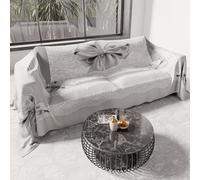 PETTI Artigiani Italiani - Couvre-Lit 220x250 cm Microfibre, Printemps Été, Parure de Lit Légère Double, Draps Une Personne Et Demie, Noeud Gris, 100% Fabriqué en Italie