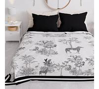 PETTI Artigiani Italiani - Couvre-Lit 220x250 cm Microfibre, Printemps Été, Parure de Lit Légère Double, Draps Une Personne Et Demie, Animaux Blanc, 100% Fabriqué en Italie
