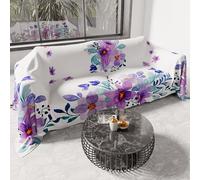 PETTI Artigiani Italiani - Couvre-Lit 260x250 cm Microfibre, Printemps Été, Parure de Lit Légère Double, Draps 2 Personnes, Floral Violet, 100% Fabriqué en Italie