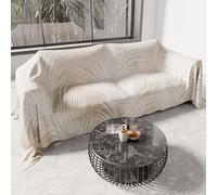 PETTI Artigiani Italiani - Couvre-Lit 260x250 cm Microfibre, Printemps Été, Parure de Lit Légère Double, Draps 2 Personnes, Feuille Beige, 100% Fabriqué en Italie