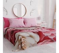 PETTI Artigiani Italiani - Couvre-Lit 260x250 cm Microfibre, Printemps Été, Parure de Lit Légère Double, Draps 2 Personnes, Floral Fuchsia, 100% Fabriqué en Italie