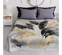 PETTI Artigiani Italiani - Drap de Protection en Microfibre Multi-Usage Anti-Taches 260x270 cm, Housse de Canapé, Couvre Lit, Couverture de Canape, Palmwater Noir, 100% Made in Italy