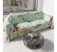 PETTI Artigiani Italiani - Drap de Protection en Microfibre Multi-Usage Anti-Taches 300x270 cm, Housse de Canapé, Couvre Lit, Couverture de Canape, Spring 03 Aigue-Marine, 100% Made in Italy