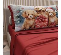 PETTI Artigiani Italiani - Draps de Noël 2 Places Maxi, Ensemble de Lit King Size en Coton, Impression Digitale, Motif Chien Bordeaux, 100% Made in Italy