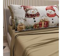 PETTI Artigiani Italiani - Draps de Noël 2 Places Maxi, Ensemble de Lit King Size en Coton, Impression Digitale, Motif Bonhomme 01 Taupe, 100% Made in Italy