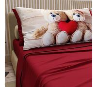 PETTI Artigiani Italiani - Draps en Coton avec taies d'oreiller en Impression numérique, draps Une Pizza et demie, Parure de lit 1 Place et demie, Bordeaux, 100% Made in Italy