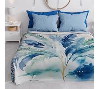 PETTI Artigiani Italiani - Housse de canapé en Microfibre, 260 x 270 cm, Motif Palmier Bleu | Multi-usages pour canapés, Couvre-Lits et nappes | Housse de Protection Lavable