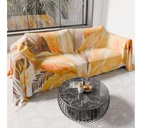 PETTI Artigiani Italiani - Housse de canapé en Microfibre, 300 x 270 cm, Motif Palmier Jaune | Multi-usages pour canapés, Couvre-Lits et nappes | Housse de Protection Lavable