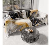 PETTI Artigiani Italiani - Housse de canapé en Microfibre, 300 x 270 cm, Motif Palmier Noir | Multi-usages pour canapés, Couvre-Lits et nappes | Housse de Protection Lavable