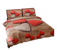 PETTI Artigiani Italiani - Housse de Couette 1,5 Place 200x200 cm (2 Taies 63x63 cm Incluses), Parure en Microfibre Imprimée Cœur - Fabriqué en Italie