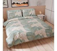 PETTI Artigiani Italiani - Housse de Couette 1,5 Place 200x200 cm (2 Taies 63x63 cm Incluses), Parure en Microfibre Imprimée Tropical Céleste O - Fabriqué en Italie