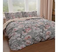 PETTI Artigiani Italiani - Housse de Couette 1 Place 150x200 cm (1 Taie 50x80 cm Incluse), Parure en Microfibre Imprimée Floral 17 02 - Fabriqué en Italie